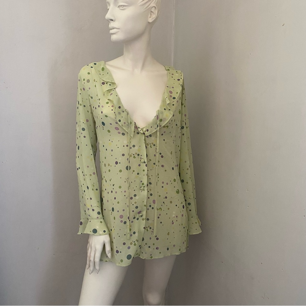 Victorias Secret Ruffle Nightie Long Sleeve Shirt